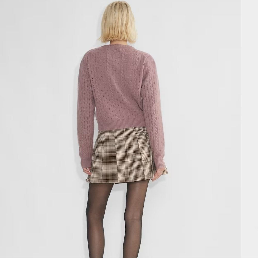 Women's Dusty Rose Cable Knit Button-Up Cardigan - Picture 5 of 7